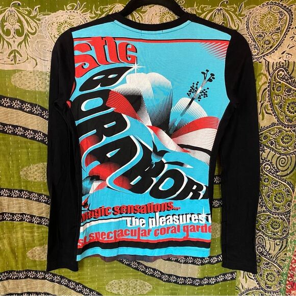 Rare Y2K Custo Barcelona Colorful Contrast Aloha Print Long Sleeve Top Size 2 - Picture 9 of 13